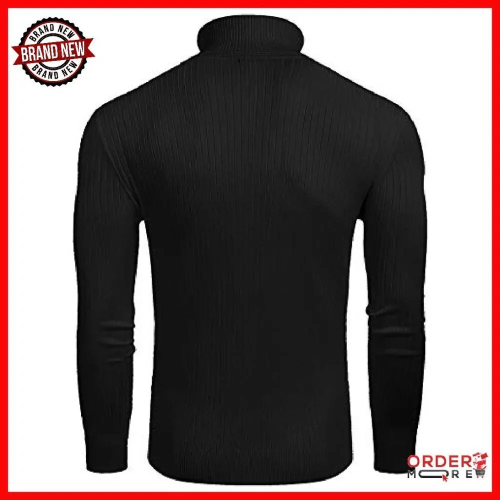 Slim Fit Turtleneck Sweater Knitted Pullover Men's Casual Twist Pattern